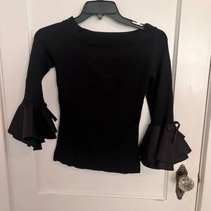 Elegant Black Women's Top with Flared Sleeves